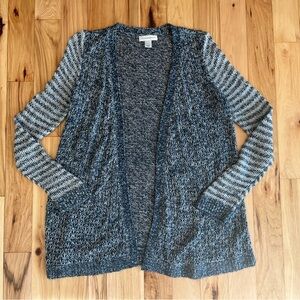 Christopher & Banks Women's Blue Marled  Beachy Coastal Open knit top sweater LG